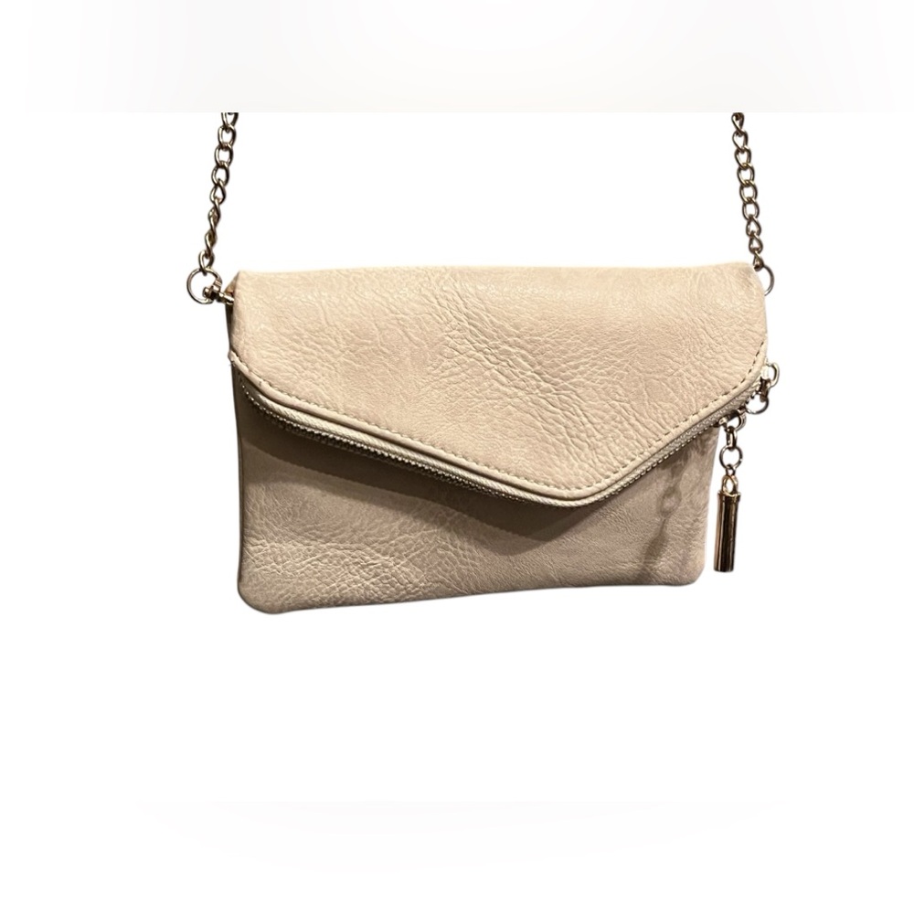 Faux Leather Cream purse with gold chain strap